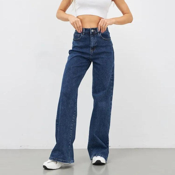 High-Waist Slimming Jeans with Wide-Leg Design - Slim Fit for a Flattering Look