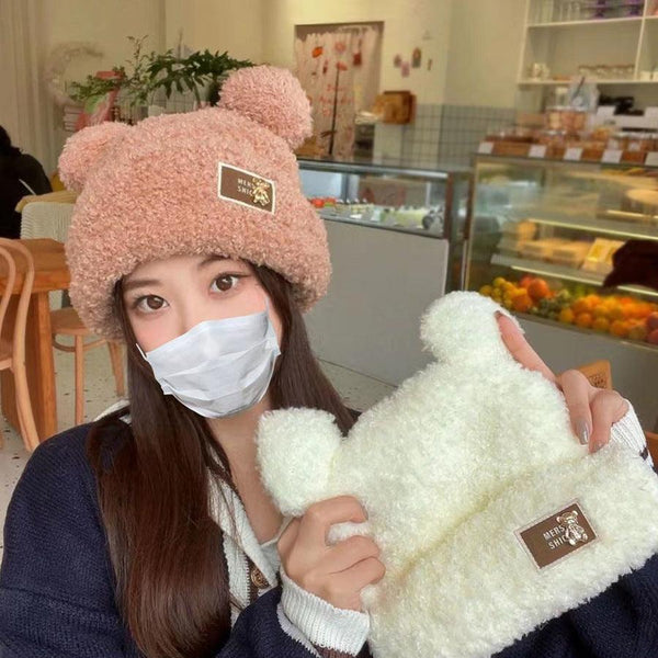 Korean Style Bear Teddy Plush Hat - Cute and Versatile Accessory for Any Outfit