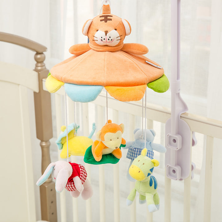 Newborn Baby Toy Tiger Plush Musical Bed Bell - Rotating Fabric Design - Totostore