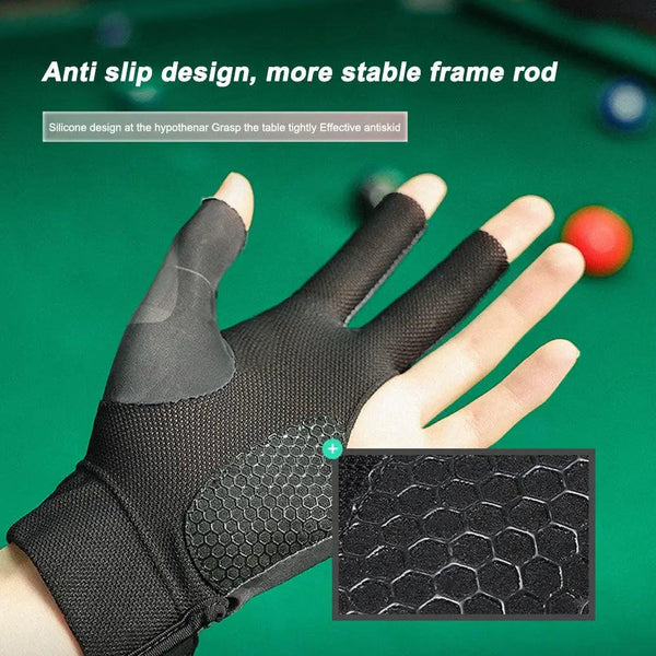 Adjustable Polyester Billiard Pool Gloves - Portable Lightweight Training Accessories with Open Finger Design - Reusable for Better Grip and Control