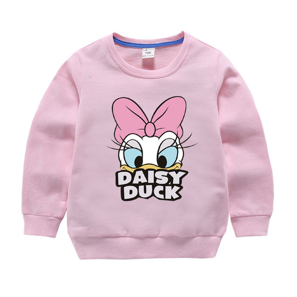 Jargazol Baby Girl Clothes Autumn Winter Fleece Sweatshirt Cartoon Duck Printed Todder Boy Tops Children Cotton Kids Shirt - Totostore