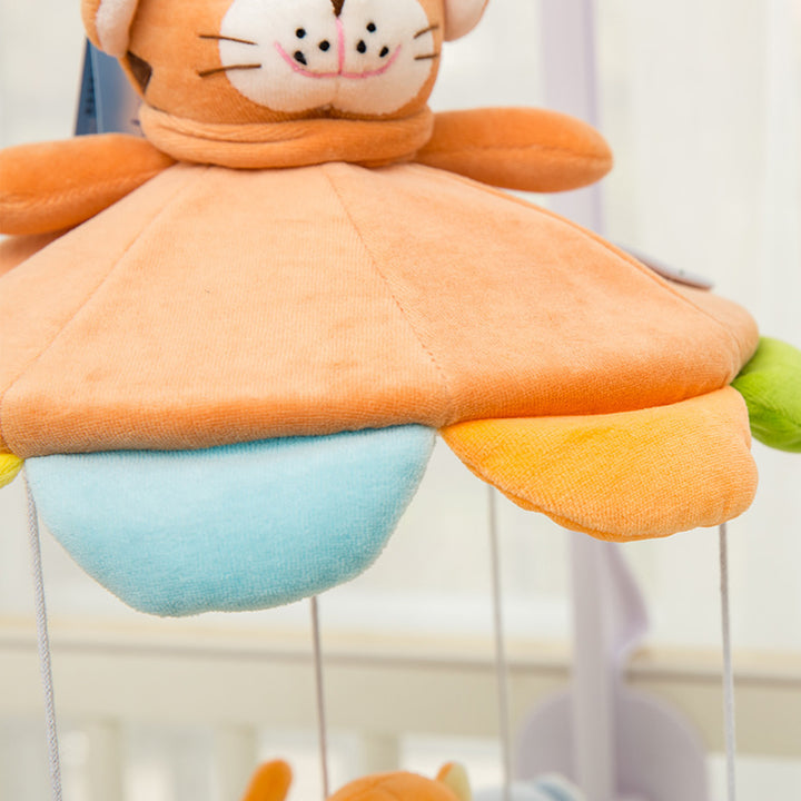 Newborn Baby Toy Tiger Plush Musical Bed Bell - Rotating Fabric Design - Totostore