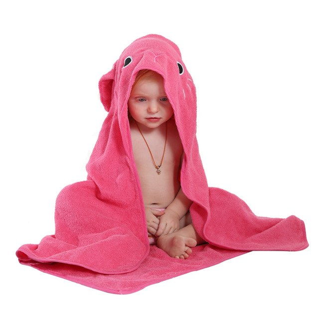 Kids 100 Cotton Animal Hooded Towel - Toddler Bathrobe for Boys and Girls - Spring Cartoon QWA - Totostore