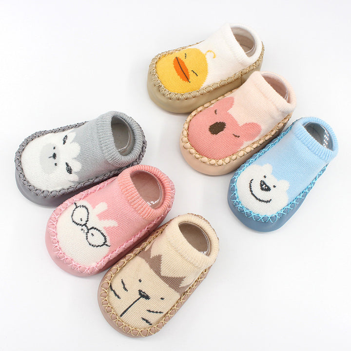 New Cartoon Baby Shoes Non-Slip Leather Cotton Socks for Spring Autumn - Totostore