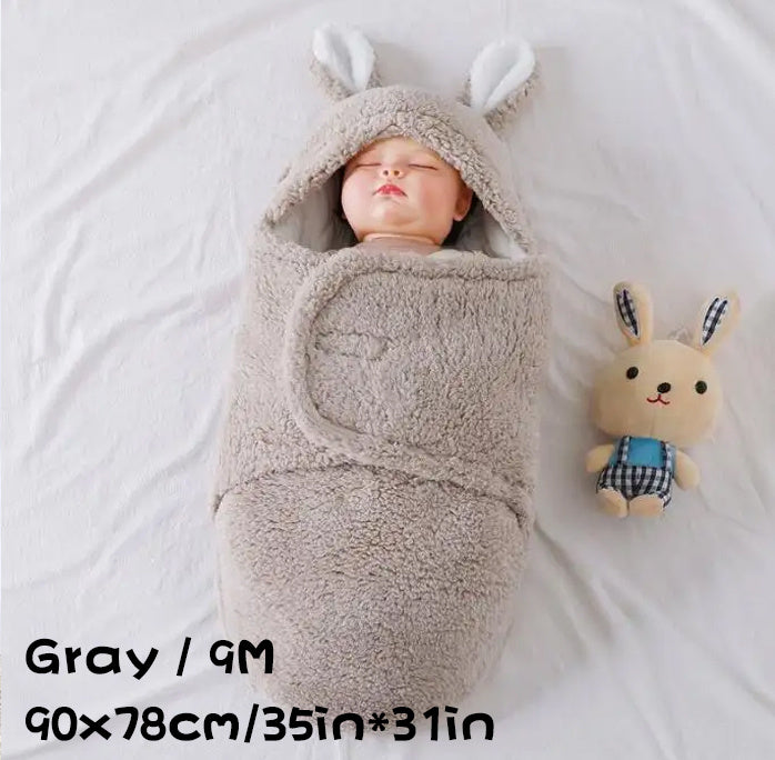 Soft Fleece Newborn Swaddle Sleeping Bag with Head Protection Unisex Wrap for Boys and Girls Wearable Sleep Sack for Babies Fluffy and Cozy Blanket - Totostore