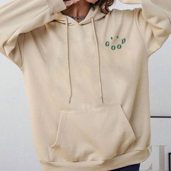 Double-Sided Printed European And American Hooded Plain Letter Sweater