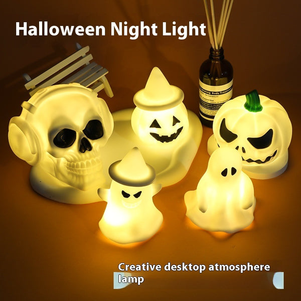 Glowing Pumpkin Ghost Night Lamp - Cute Halloween LED Ornament