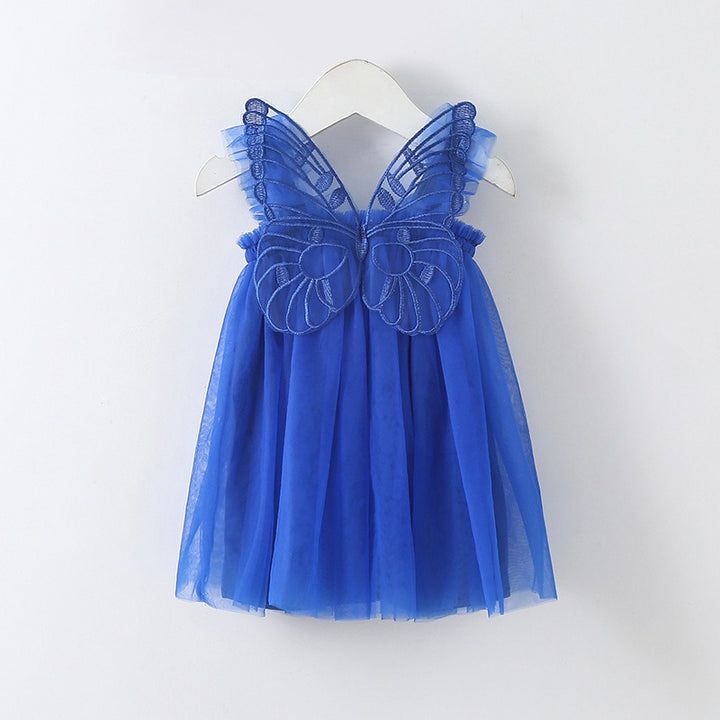 Sweet Princess Baby Dress Solid Color with Butterfly Wing Decor New Little Girls Clothing Collection - Totostore