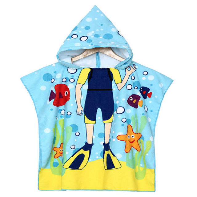 Cartoon Hooded Beach Towel for Kids - Adorable Animal Print Microfiber Material - 60x120cm - Totostore