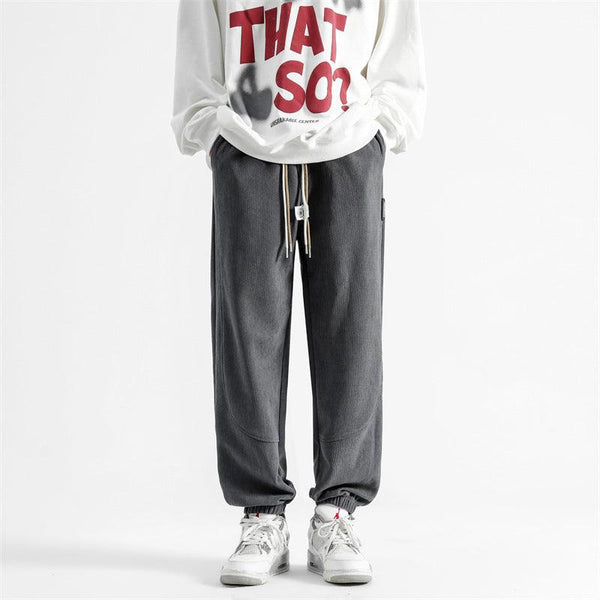 Solid Color Ankle-tied Track Sweatpants Men