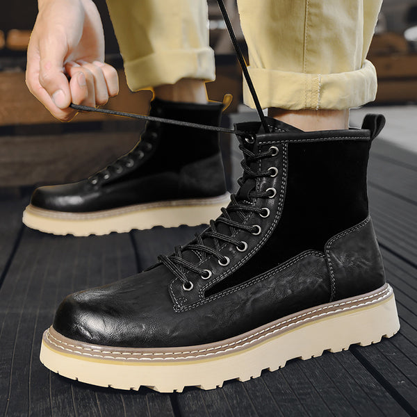 British Style Mens High-Top Working Boots - Trendy and Durable