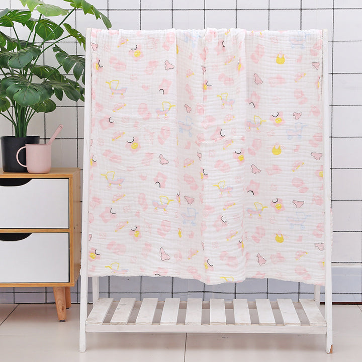 Six-Layer Seersucker Quilt Baby Bath Towel - Soft and Luxurious - Totostore