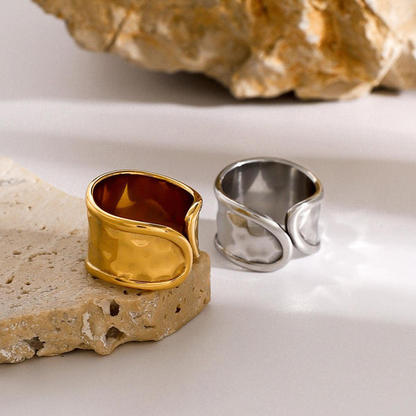 Handcrafted Hammered Asymmetric Ring - Unique Niche Design for a Stylish Touch