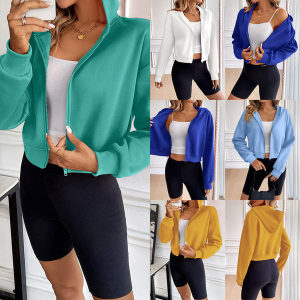 Womens Hooded Short Zip Sweatshirt Casual and Cozy Cardigan for Everyday Wear