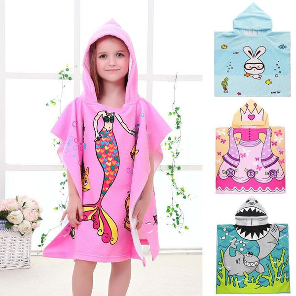 Cartoon Hooded Beach Towel for Kids - Adorable Animal Print Microfiber Material - 60x120cm - Totostore