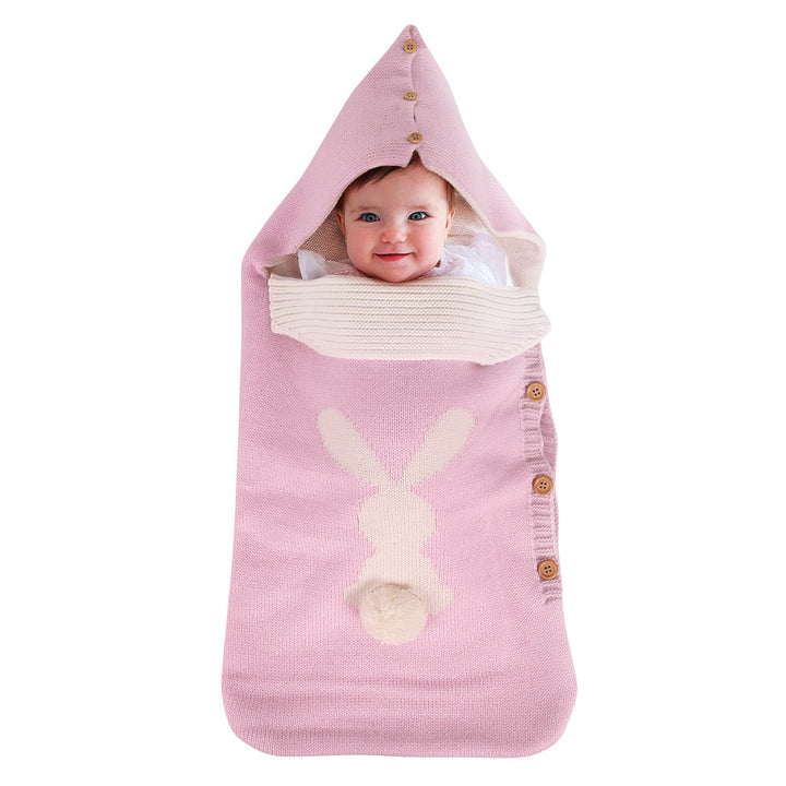 Cozy Knitted Rabbit Button Sleeping Bag - Perfect for Outdoor Strolls and Keeping Baby Warm - Wool Combo - Totostore