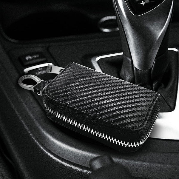 Carbon Fiber Zipper Key Box for Your Car - Durable and Stylish Protection