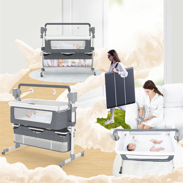 Foldable Portable Bassinet for Newborn Babies - Electric Splicing and Bedside Design - Totostore