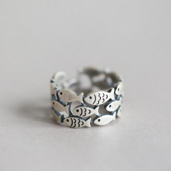 Vintage Handmade Fish Ring Cute Swimmer in Distressed Design Perfect for Adding a Unique Touch to Your Style