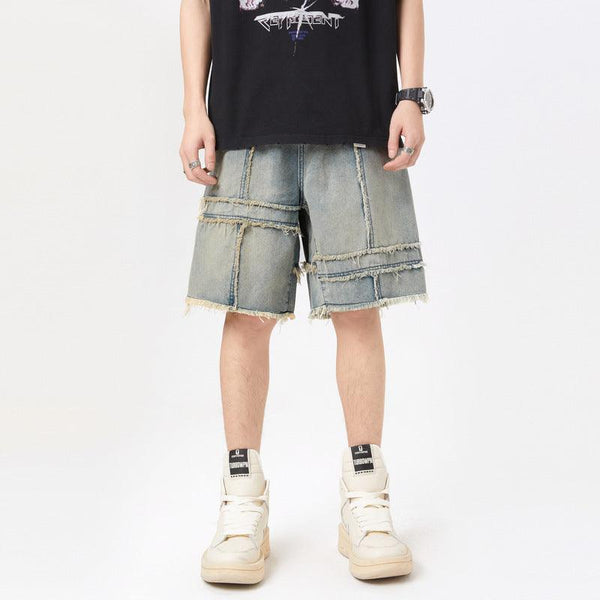 Mens Summer Denim Shorts - Fashionable Stitching for a Stylish Look