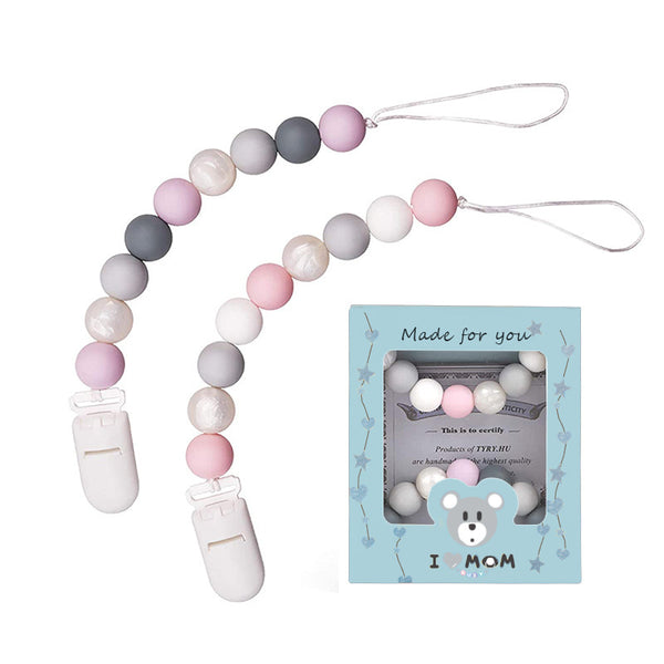 Silicone Baby Pacifier Chain - Soothing Teething Toy for Babies