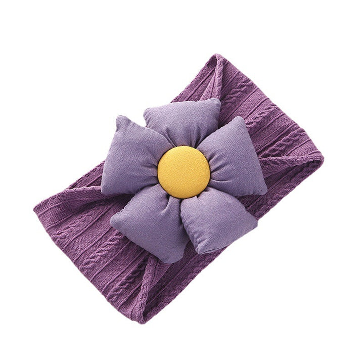 Children's Headband Jacquard Nylon Flower Baby Headband Soft Non-Scratch Wide-Brimmed Baby Headband - Totostore