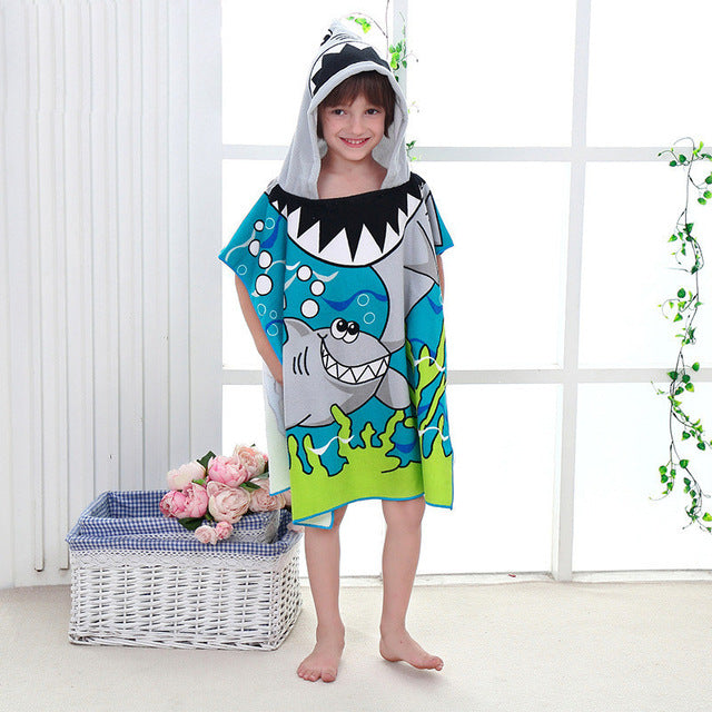 Cartoon Hooded Beach Towel for Kids - Adorable Animal Print Microfiber Material - 60x120cm - Totostore