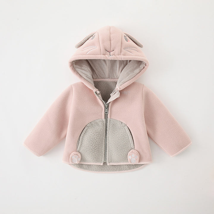 Girls Polar Fleece Jacket Boys Coat Autumn and Winter Clothes Baby Fleece Hooded Tops Baby Clothes - Totostore