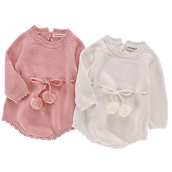 Autumn Baby Knitted Rompers Sweater Baby Girl Long-sleeve Knitted Overalls Infant Girl Princess Cotton Clothes Baby Girl Romper - Totostore