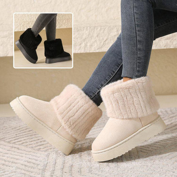 Cozy Thick-Soled Snow Boots for Women - Winter Warm Mid-Tube Furry Cotton Shoes