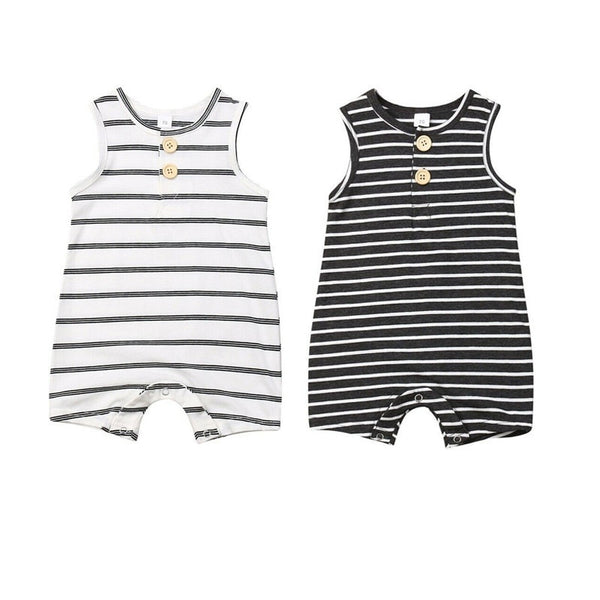 Striped Newborn Summer Romper for Baby Boy and Girl Sleeveless Jumpsuit for Home Outfit 0-24M - Totostore