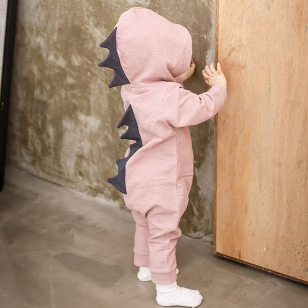 Newborn Infant Baby Boy Girl Dinosaur Hooded Romper Jumpsuit Outfits Clothes Long Sleeve Solid Baby Rompers Casual Comfortable - Totostore