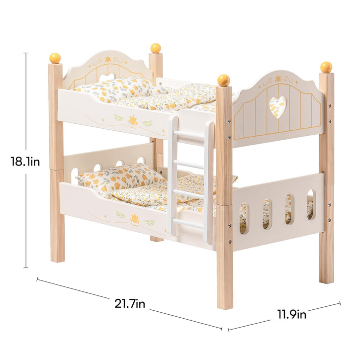 Robotime Wooden Doll Bunk Bed and Cradle for 18 Inch Dolls - Fits American Girl - Baby Doll Beds and Cribs - Totostore