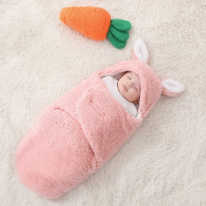 Soft Fleece Newborn Swaddle Sleeping Bag with Head Protection Unisex Wrap for Boys and Girls Wearable Sleep Sack for Babies Fluffy and Cozy Blanket - Totostore