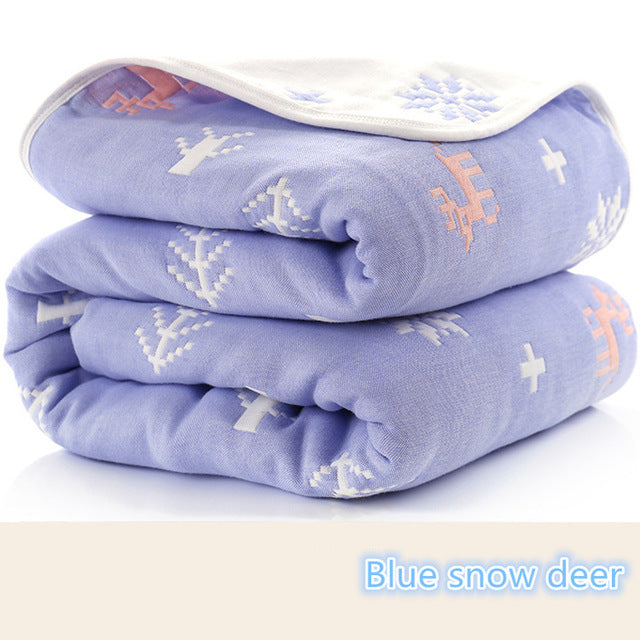 Soft Muslin Cotton Baby Blanket - 6 Layer Thick Swaddle for Newborns Kids Receiving Blanket for Bedding and Cover Breathable and Gentle Fabric - Totostore