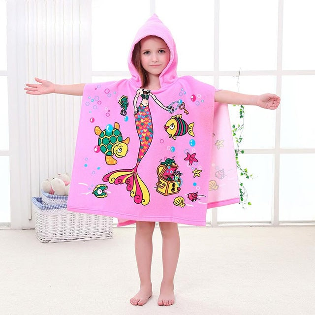 Cartoon Hooded Beach Towel for Kids - Adorable Animal Print Microfiber Material - 60x120cm - Totostore