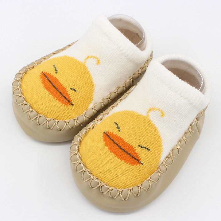 New Cartoon Baby Shoes Non-Slip Leather Cotton Socks for Spring Autumn - Totostore