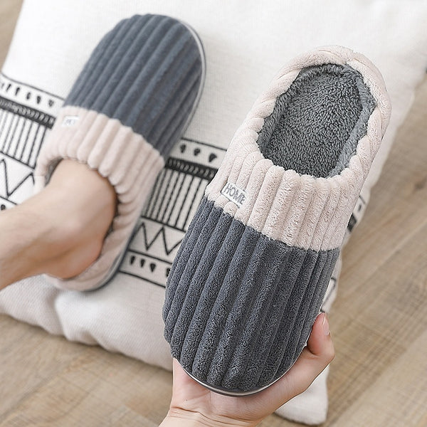 Mens Thick Cotton Home Slippers - Non-slip Bottom Autumn  Winter