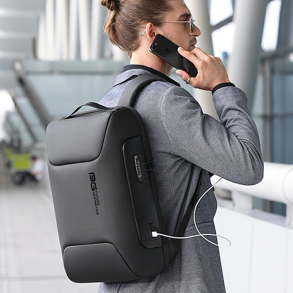 Mens Waterproof Computer Bag with USB and Anti-Theft Protection - Ideal for Business Commuting and College