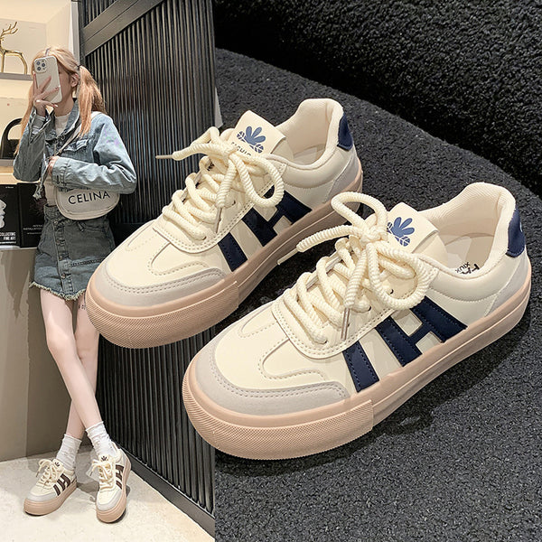 Thick-Sole Student Board Shoes Versatile Casual Lace-Up Sports Style