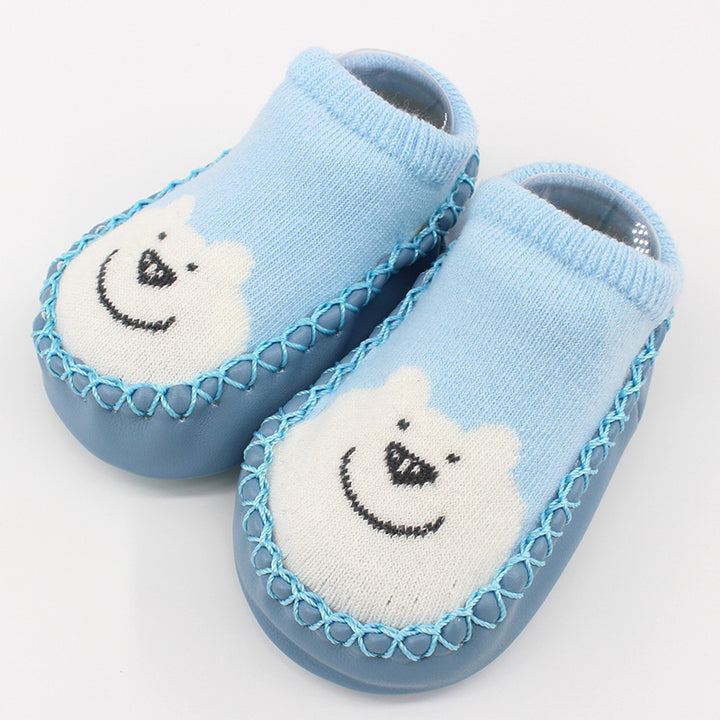 New Cartoon Baby Shoes Non-Slip Leather Cotton Socks for Spring Autumn - Totostore