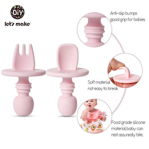 Silicone Childrens Tableware Set - Fork and Spoon Included - Totostore