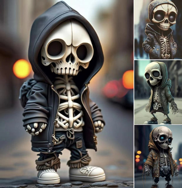 Halloween Skeleton Doll Resin Ornament - Spooky Home Decor Figurine for Creepy Touch