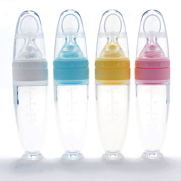 Silicone Baby Food Supplement Bottle with Spoon Sucker - Perfect for Rice Cereal - Totostore