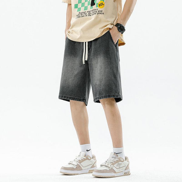 Mens Retro Denim Shorts Light Color Straight Fit - Perfect for Summer