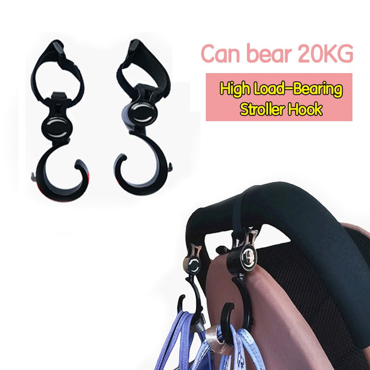 2pcs Baby Hanger Bag Stroller Hooks 360 Rotating Pram Car Seat Accessories Stroller Organizer for Busy Parents - Totostore