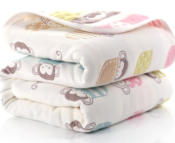 Soft Muslin Cotton Baby Blanket - 6 Layer Thick Swaddle for Newborns Kids Receiving Blanket for Bedding and Cover Breathable and Gentle Fabric - Totostore