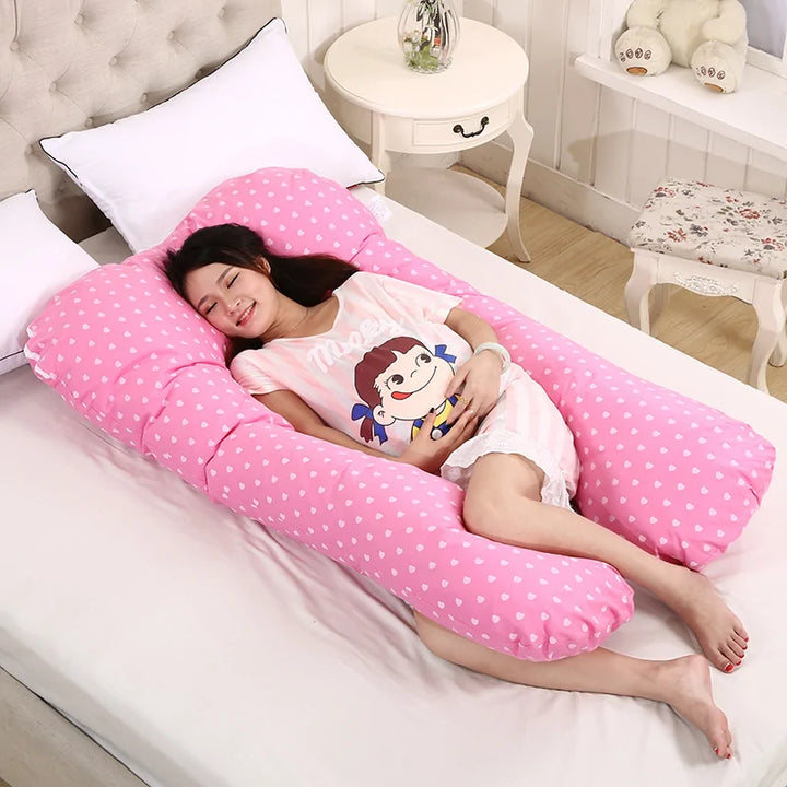 Pregnancy Support Pillow - 100 Cotton U-Shape Rabbit Print for Maternity Side Sleepers - Totostore