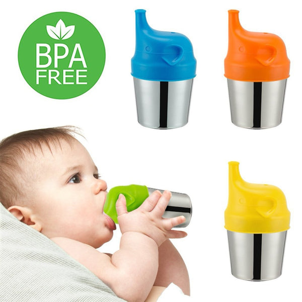 Stylish Stainless Steel Sippy Cup with Silicone Lid - Perfect for New Parents and Toddlers - Totostore