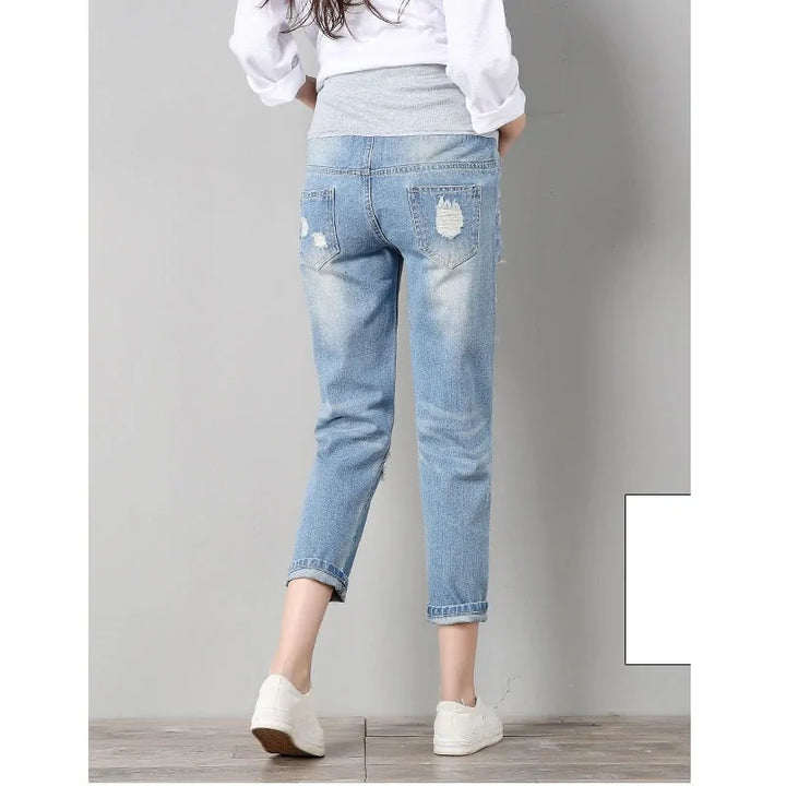 Stylish Maternity Abdominal Jeans - Comfortable Denim for Pregnancy Keywords Maternity Jeans Abdominal Support Comfortable Fit Stylish Design Pregnancy Denim - Totostore